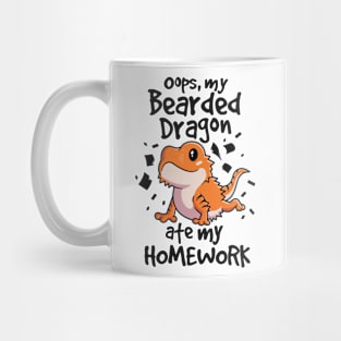 Bearded Dragon Shirt Beardie Ate My Homework Lizard Reptile Mug